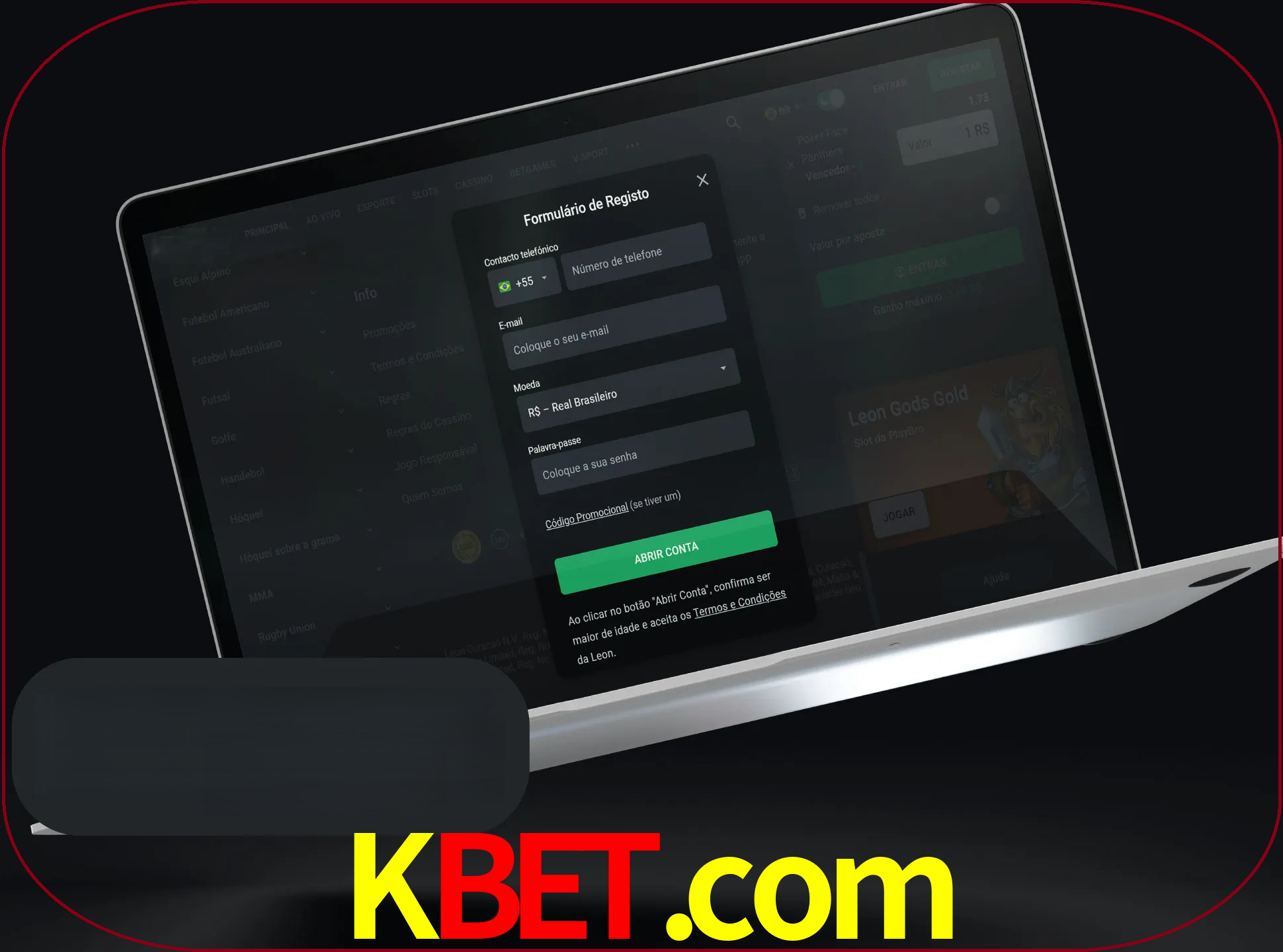 Abra o site da LeonBet e crie sua própria conta.