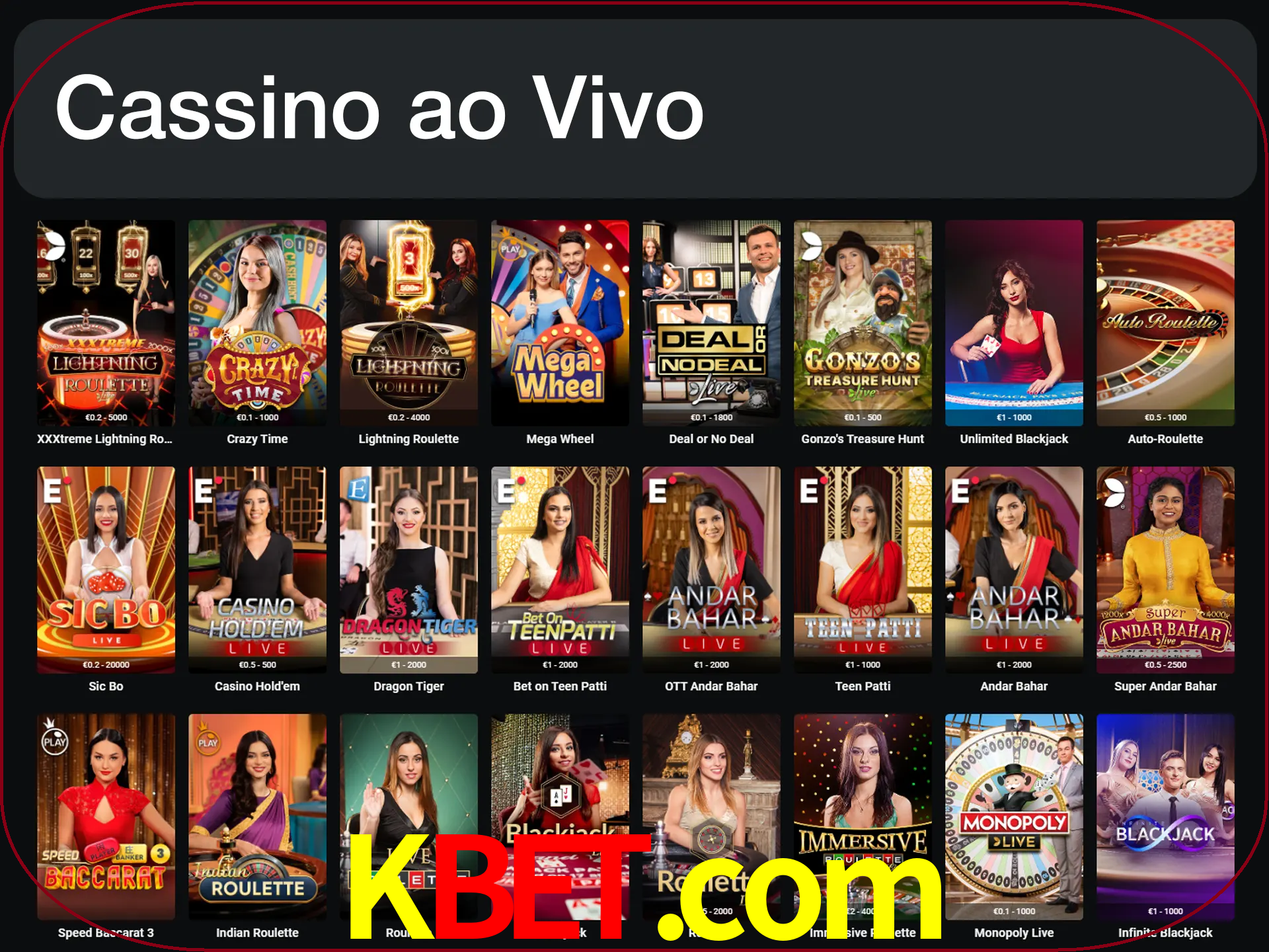 Jogue jogos de cassino com um verdadeiro dealer.