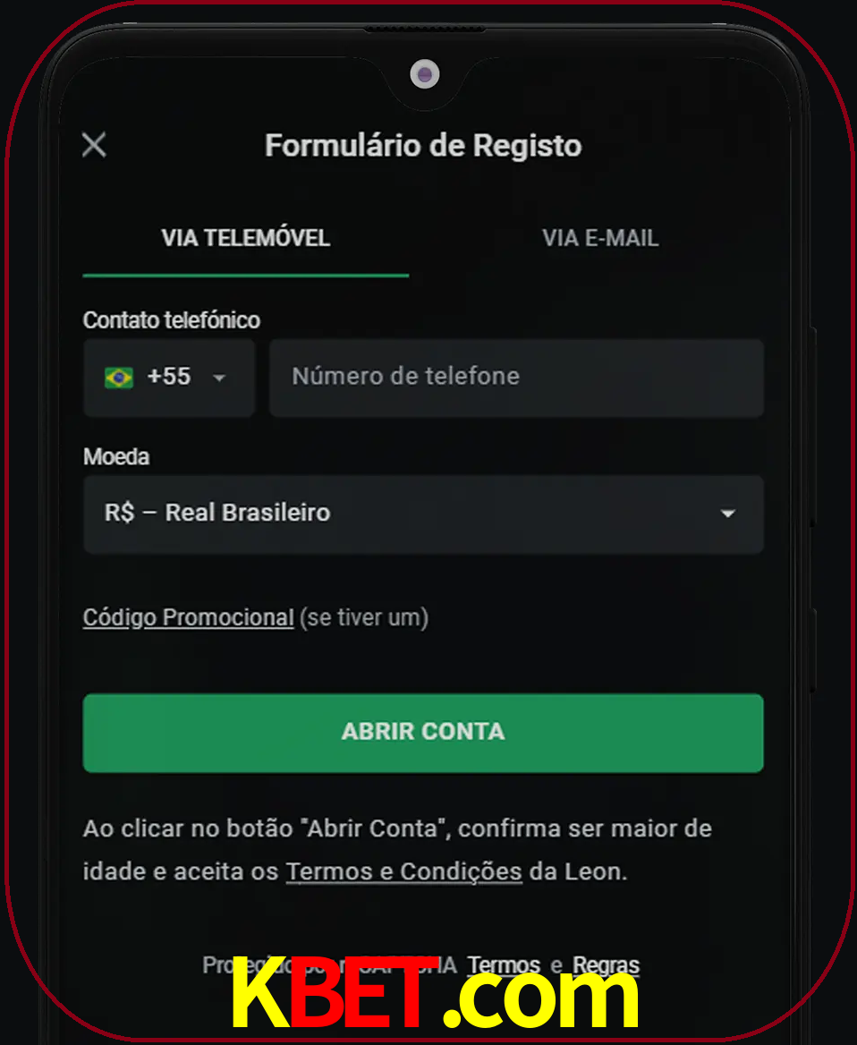 Abra o aplicativo e inicie o processo de registro.