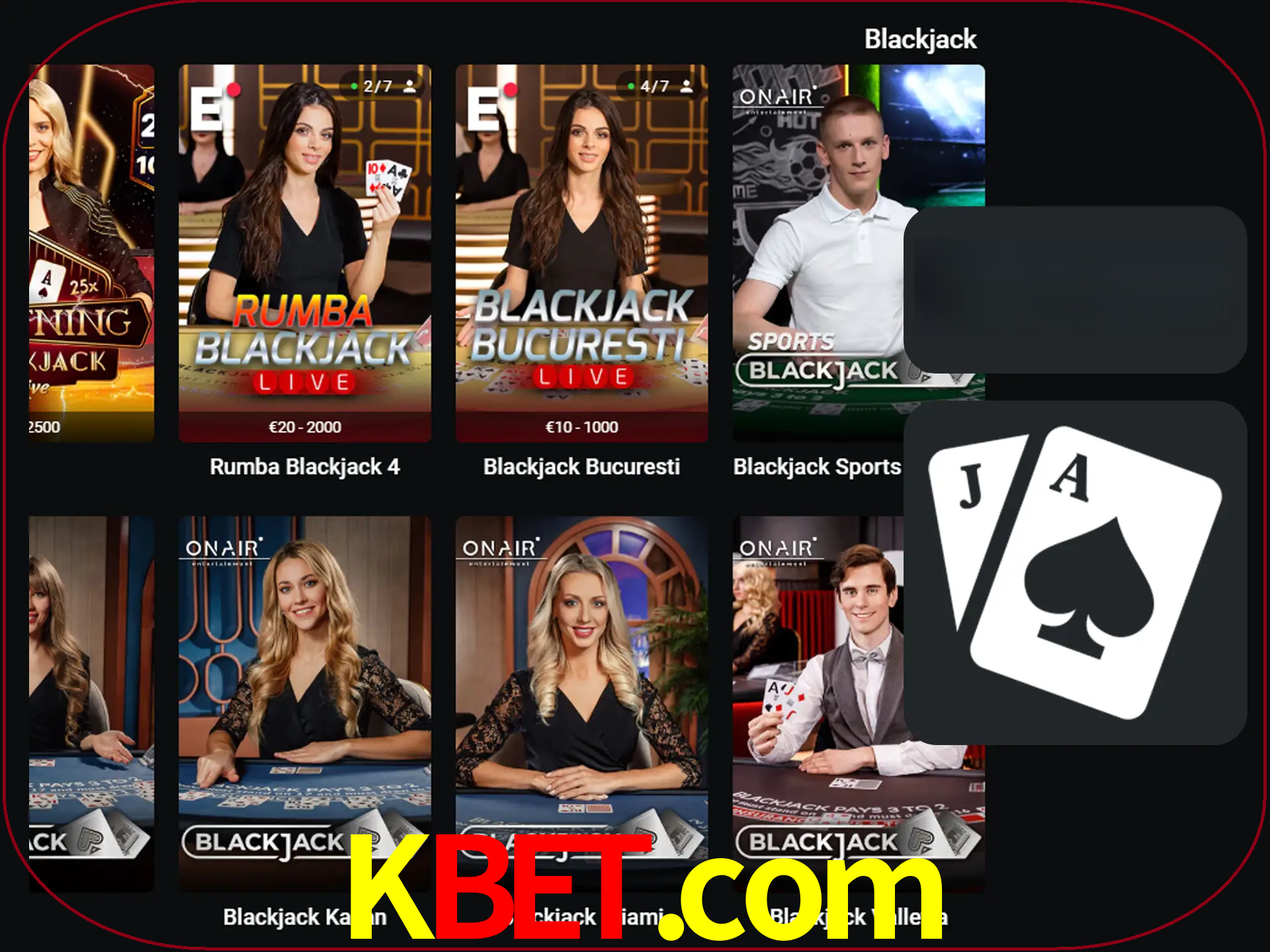 Escolha uma mesa completa de jogadores de blackjack.